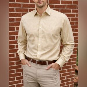 PINK-Thomas Pink London Yellow w/Blue Checks Luxury Button Down L/S Size 17.5